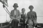 Stebbings family aboard Mayfly (L-R: Nellie, Ellen,?)