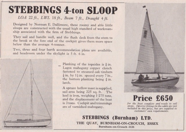 Stebbings 4-ton sloop, designed by Norman E. Dallimore